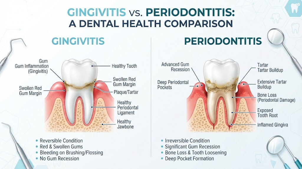 Gingivitis vs periodontitis
